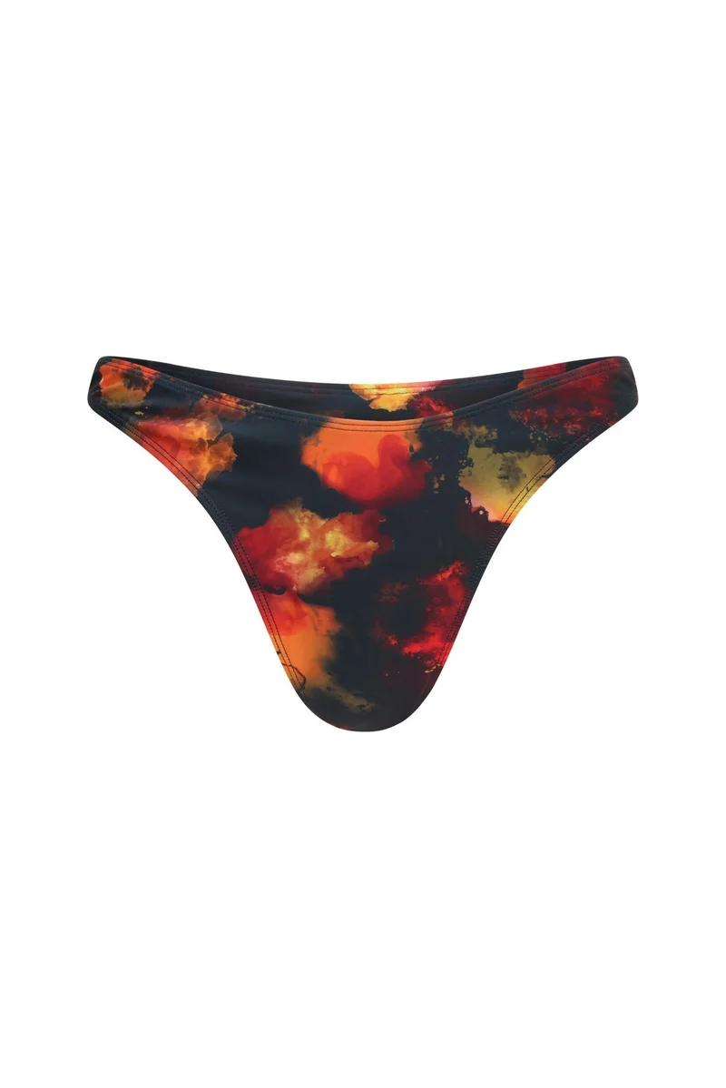 Scorpio Rizing  Soleil Orange Tie Dye High Leg Bikini Bottoms for Women | Best Price UAE